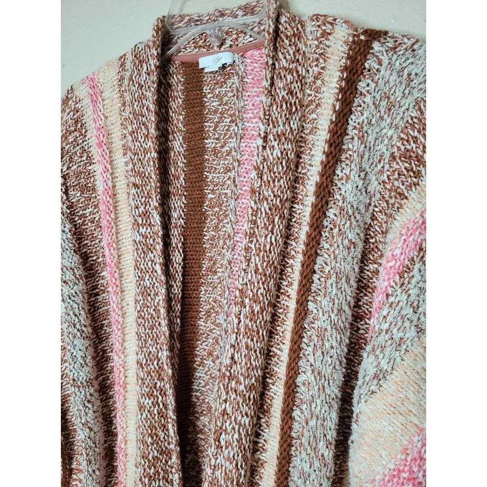 J. Jill Easy Dolman Multi-Colored Striped Open Front Cardigan Size Large - Picture 2 of 9